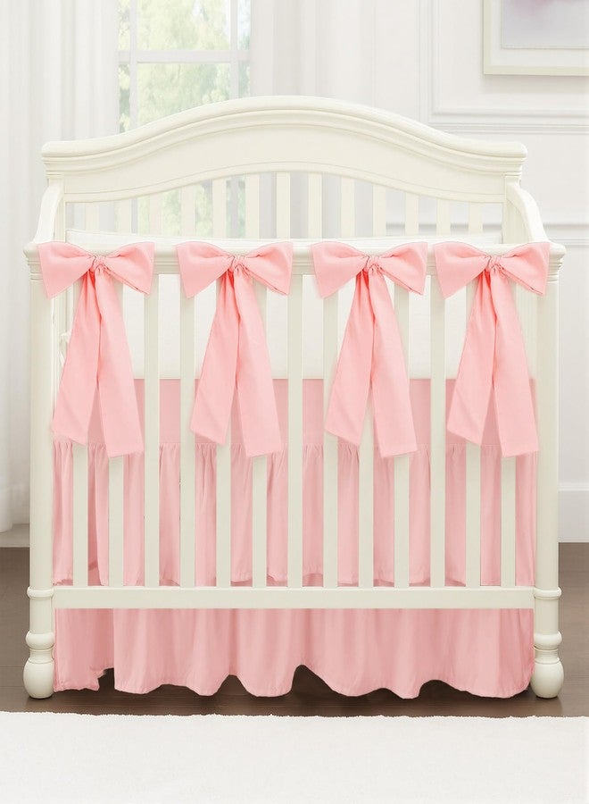 SmoothNovelty Pink Crib Bed Skirts with 4 Large Cot Bow 28" x 52" Baby Crib Skirt for Boys Girls Nursery Toddler Bed Skirt Dust Ruffle 14" Drop, Double Layer - Image 5